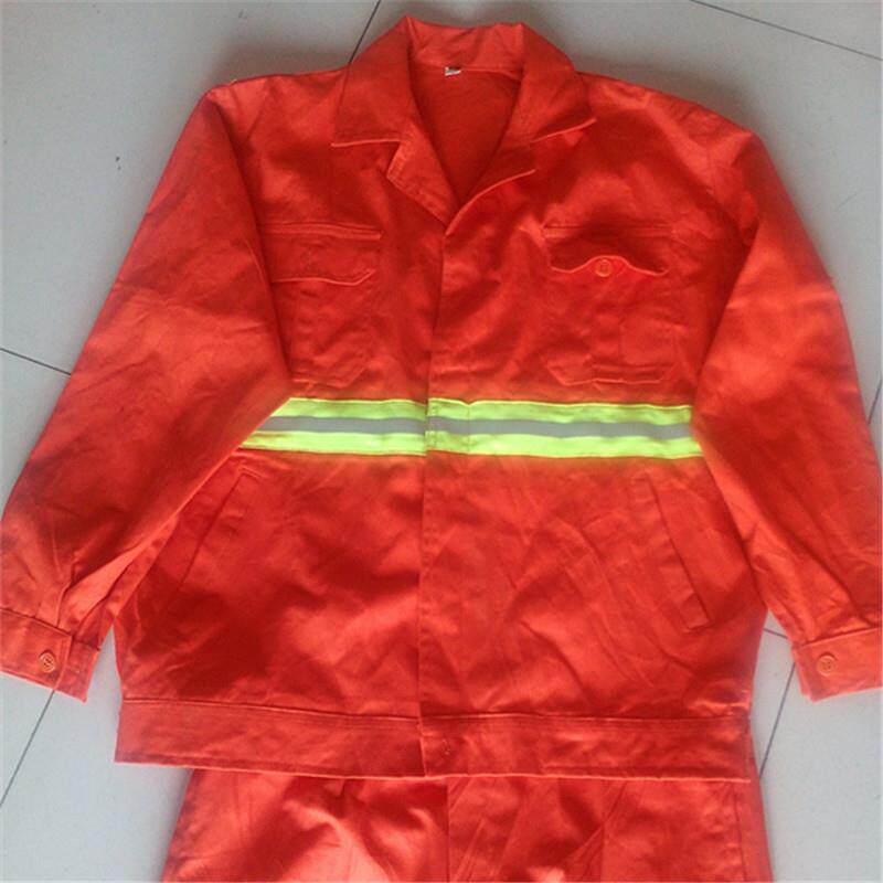 劳保用品防护用品防酸碱防护工作服纯棉涤棉分体橘红色套装防护服