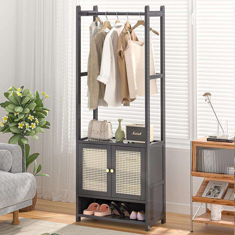 出租房衣帽架落地床边挂衣架子简易家用室内床尾竹制衣柜收纳架