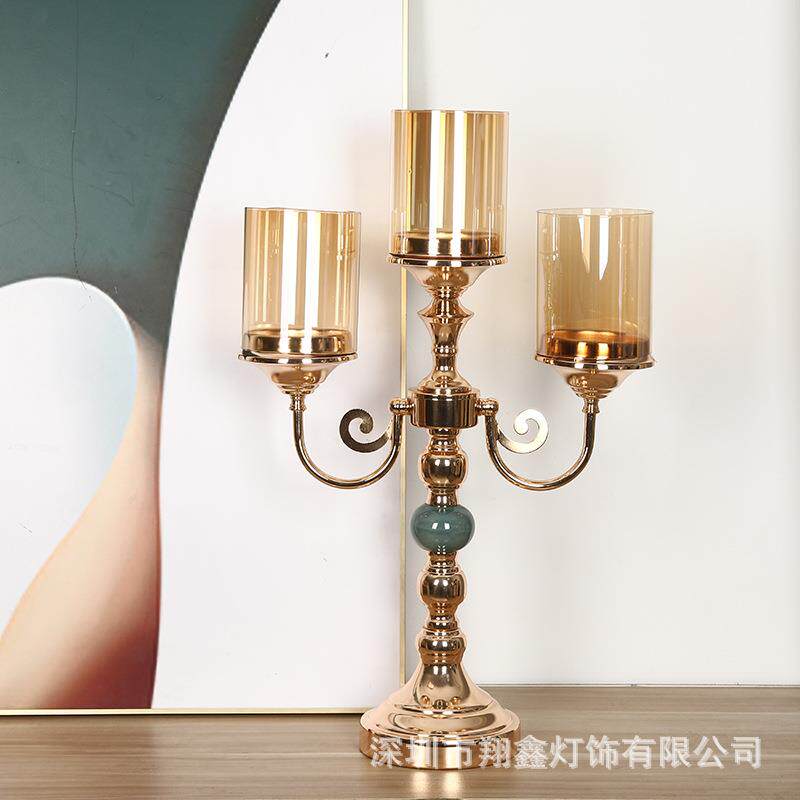 欧式家用复古烛光晚餐道具灯北欧浪漫烛台摆件轻奢美式蜡烛台餐桌