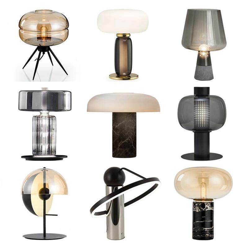北欧简约后现代轻奢台灯设计师卧室床头灯高级感客厅装饰玻璃创意