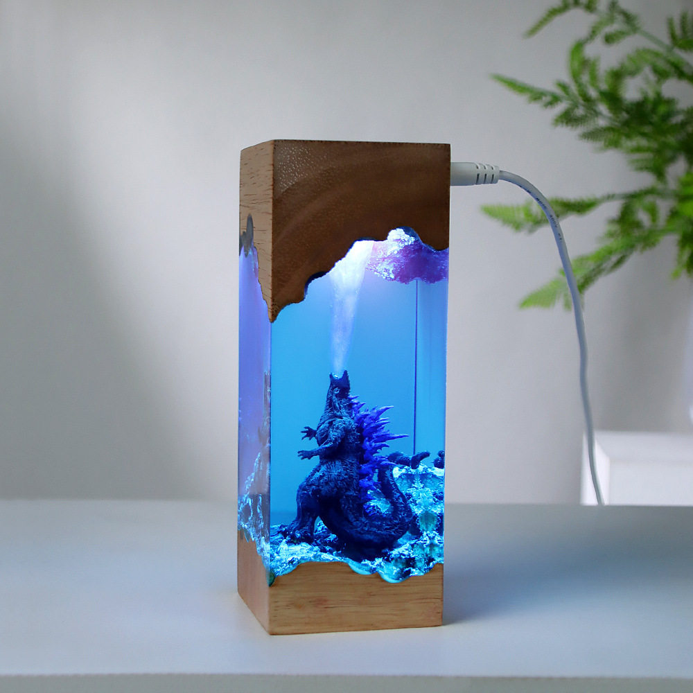 哥斯拉树脂夜灯外贸创意树脂工艺品节日送礼摆件Godzillaornament