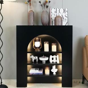 法式壁炉装饰柜黑色美式玄关柜直播间拍照背景柜客厅边柜展示柜