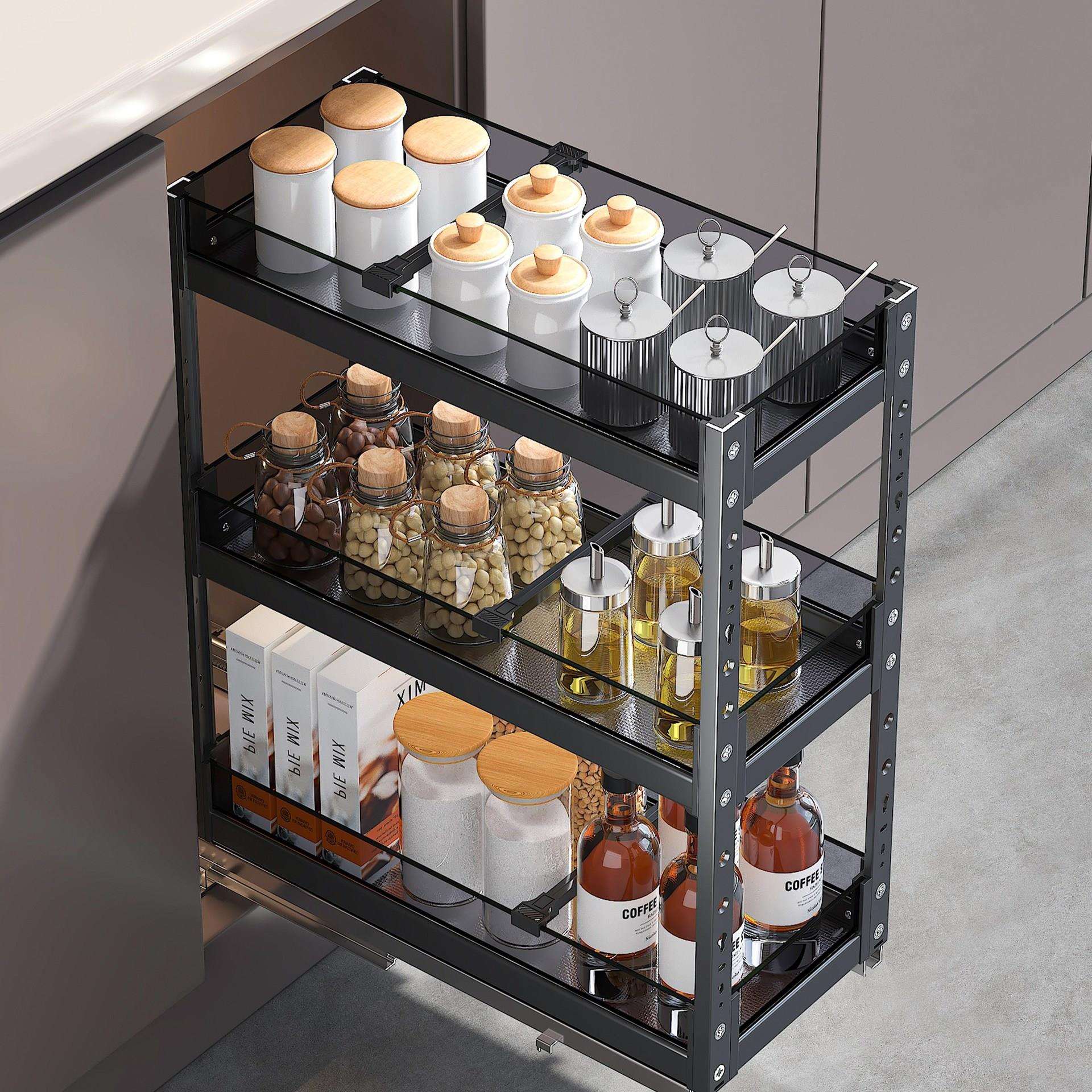 海斯伯格厨房橱柜拉篮多功能双层三层调味拉篮收抽屉式纳置物架篮