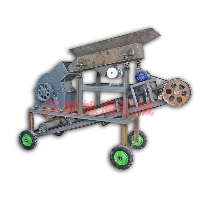 小型移动锤式破碎机流动碎石机磕石机建筑垃圾青石煤矸石粉碎机