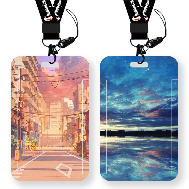 学生卡套校园卡公交车卡羊城通门禁工厂牌校牌带挂绳动漫唯美风景