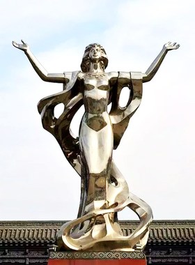 户外大型地标性雕塑不锈钢抽象人物蜀人之母雕像定制厂家园林景观