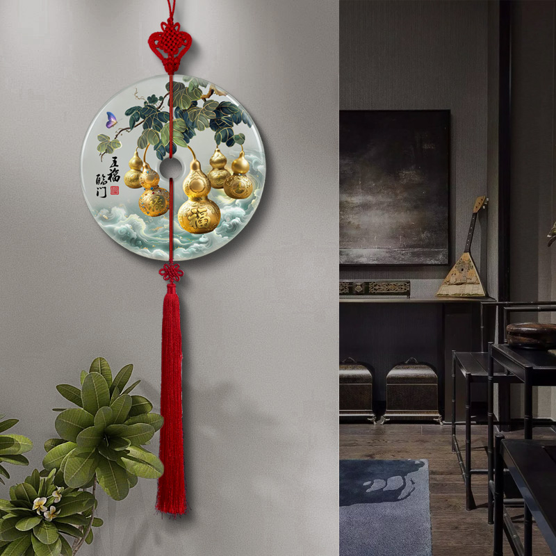 五福临门挂件玄关挂画入户正对门