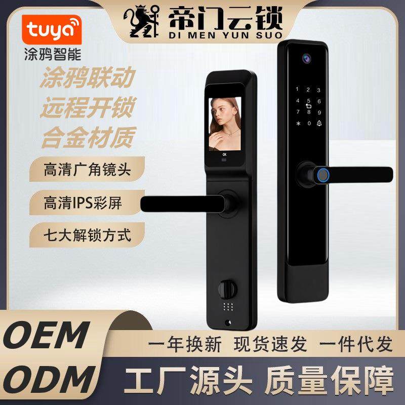 外贸涂鸦猫眼可视电子密码锁半自动防盗门智能门锁一握开指纹锁,基础建材,其它,淘宝优惠券,粉丝福利购,淘宝优惠卷