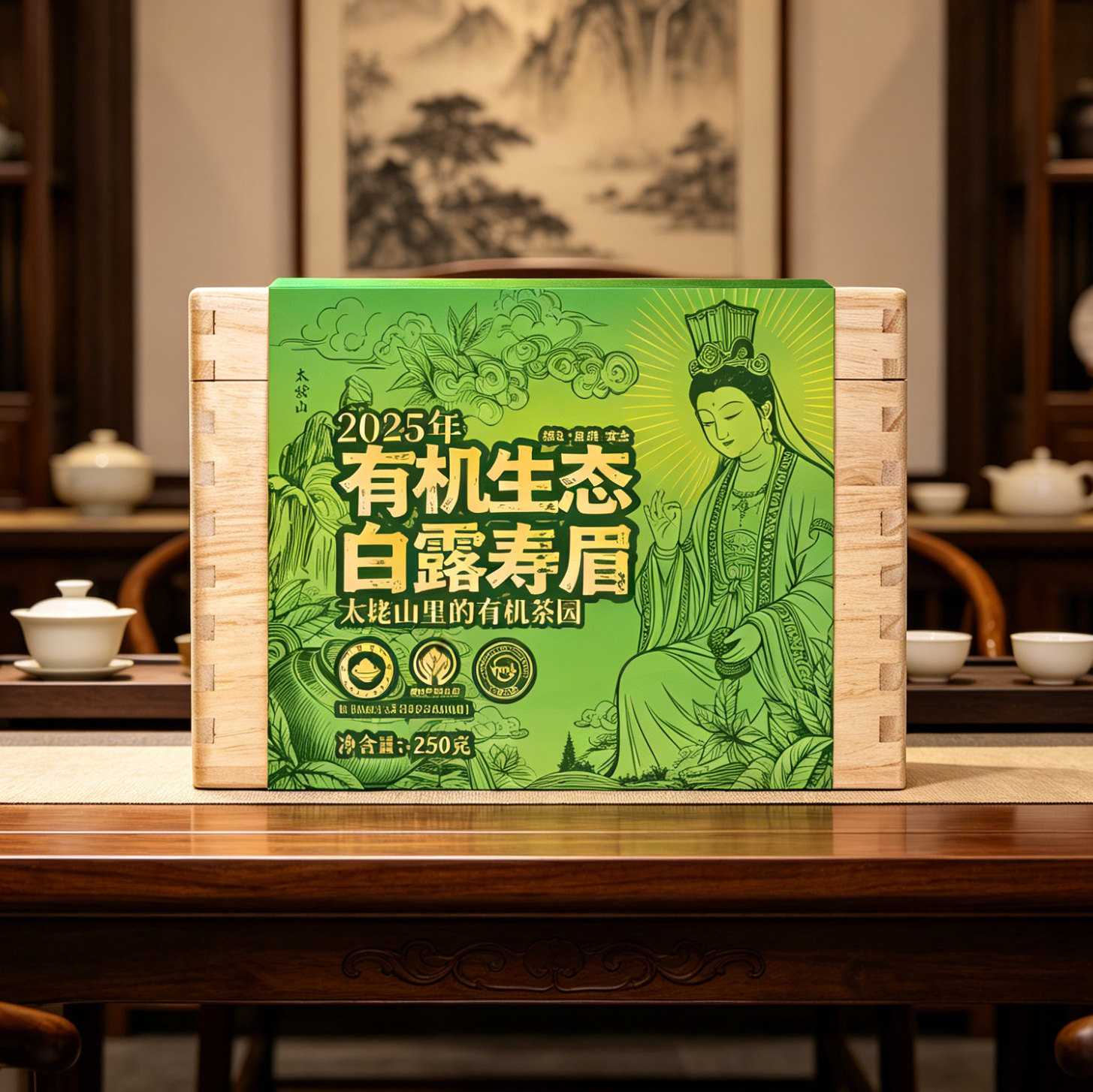 25年福鼎有机生态寿眉太姥山核心产区茶园春料蜜枣甜送茶样木箱装
