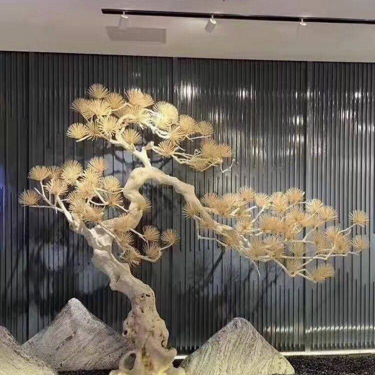 仿真实木松树迎客松造型