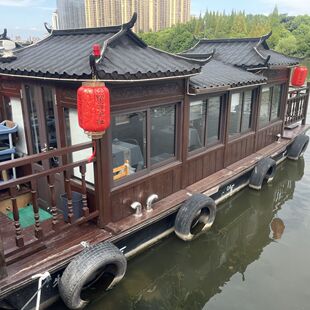 水上餐饮画舫船古风风格电动观光游船尺寸定制单拍不发货
