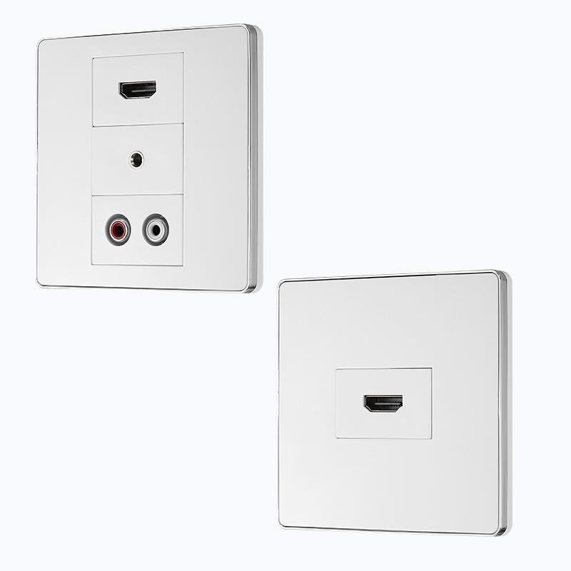 86型银边组合墙壁开关面板HDMI音响插 弱电多媒体插座usb安全