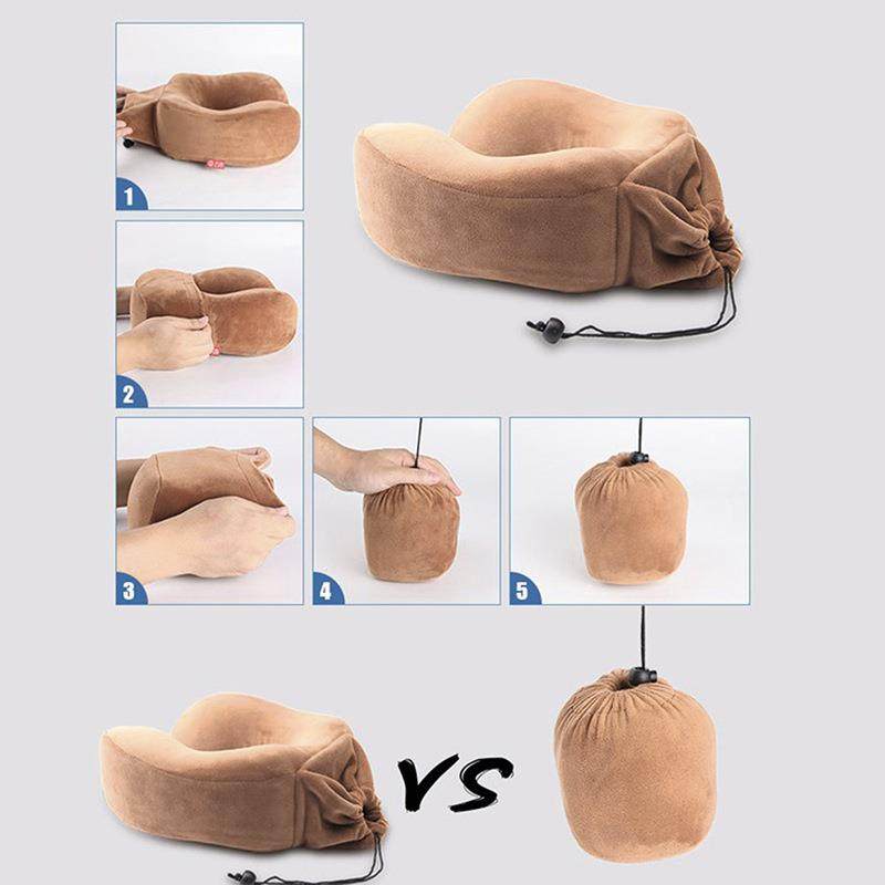 可收纳u型枕logo脖子护颈枕头飞机旅行便携慢回弹抽绳记忆棉U型枕
