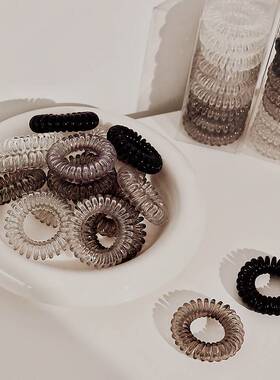 电话线发圈女黑色弹簧橡皮筋高弹力头绳小号无痕扎头发电线圈发绳