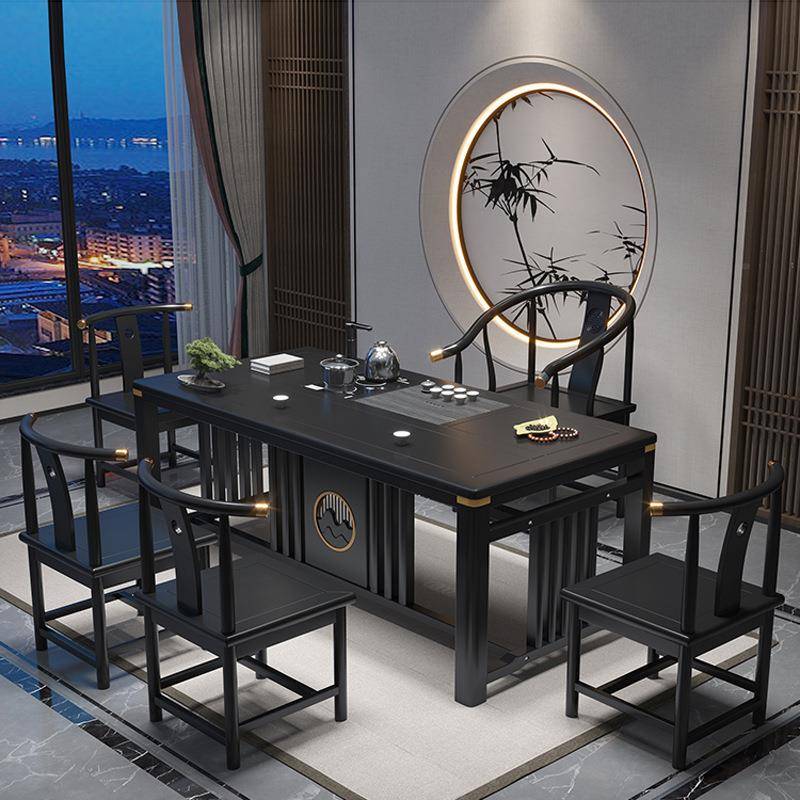 新中式茶桌椅组合办公室家用泡茶台实木功夫阳台茶具套装一体茶几