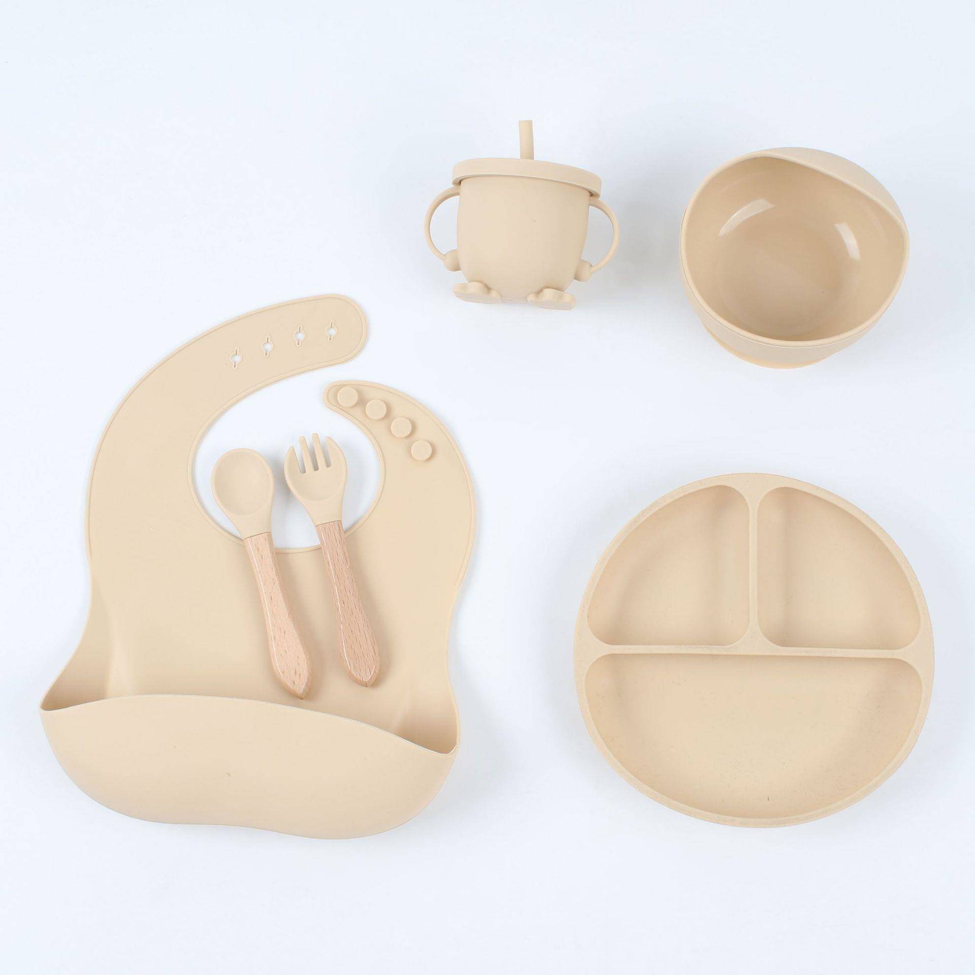 6件套硅胶餐盘婴儿用品母婴用品货源儿童用品宝宝餐具套餐硅胶碗