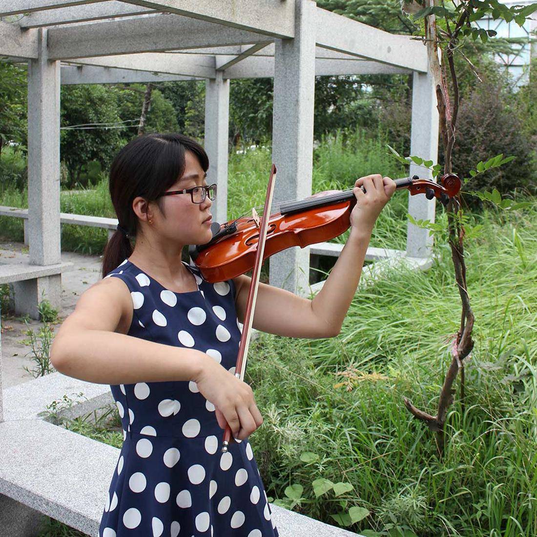 自然色实木小提琴初学者练习4/4小提琴成人儿童普及小提琴violin