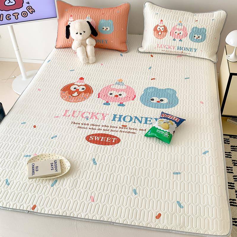 A6Lins少女心乳胶冰丝凉席三件套夏儿童床单席子可水洗学生宿舍单