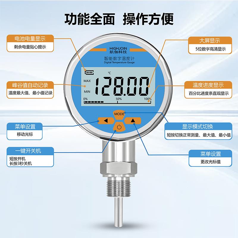 就地温度显示仪带探头PT100热电阻一体化数显温度计工业用高精度