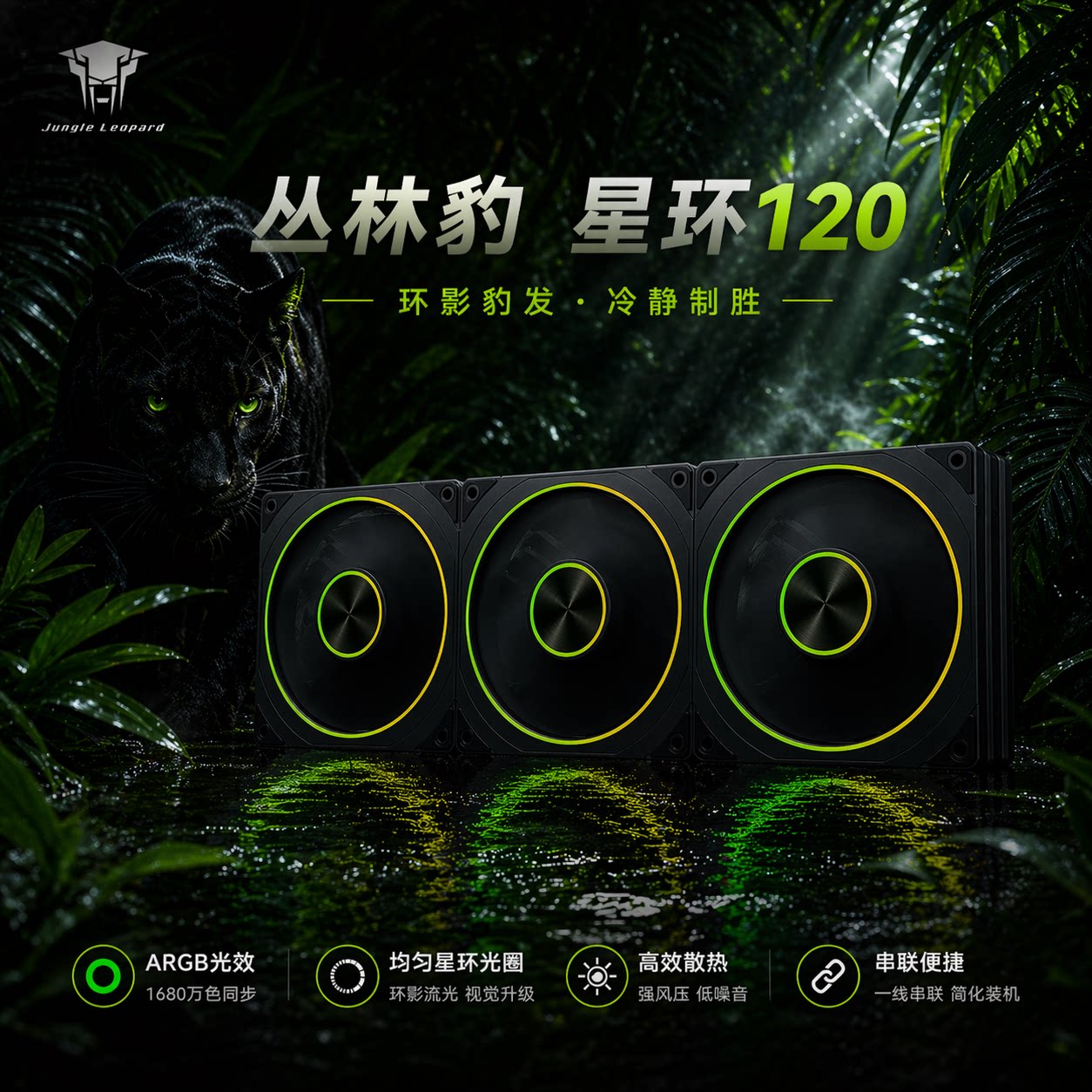 丛林豹星环 ARGB机箱风扇12CM散热风扇神光同步5V3针灵动环形灯带图片