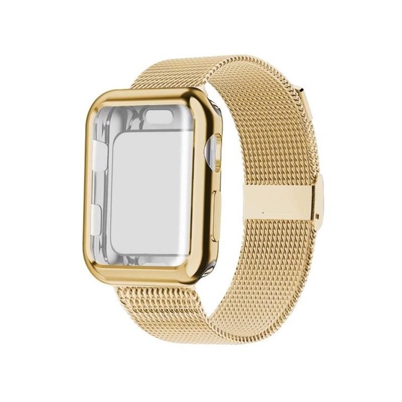 Milanese Loop band with case适用Apple Watch9Q87/6/se/5/4/3/2