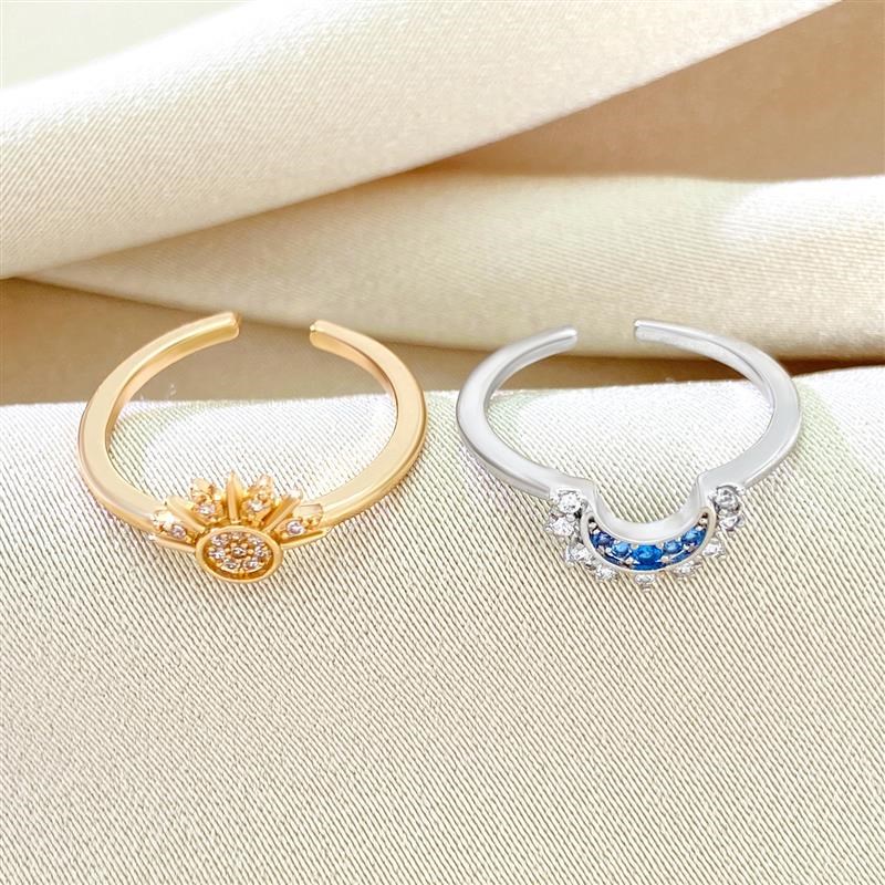 指环personalizedm retro women inlay diamond ring 太阳月亮戒
