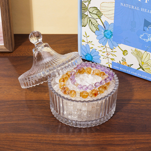 消磁碗天然白水晶消磁石高透原石首饰收纳水晶能量净化礼盒摆件