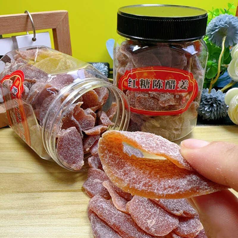 即食红糖陈醋姜片泡水甜辣酸糖干姜片休闲蜜饯零食红糖姜黑糖姜罐