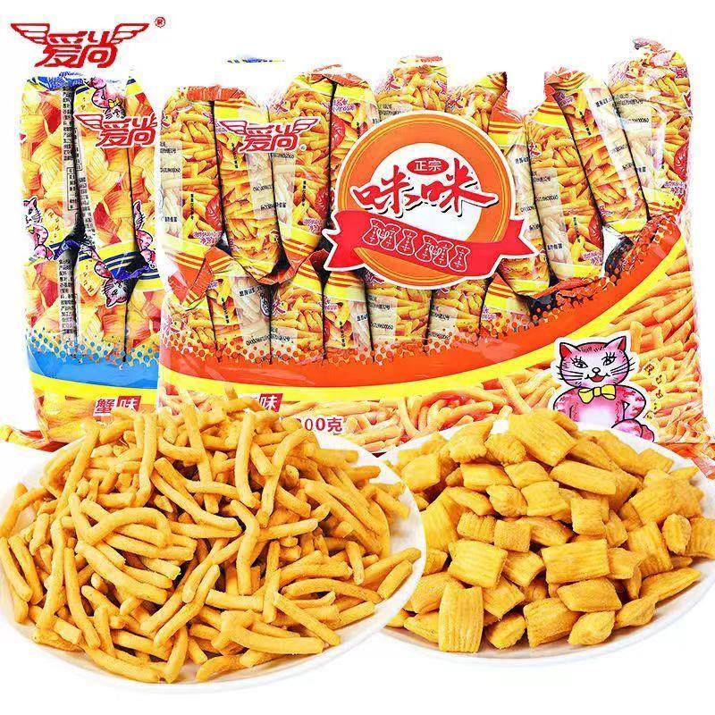 爱尚咪咪18g虾条虾味薯条蟹味粒薯片小零食大礼包休闲 食品