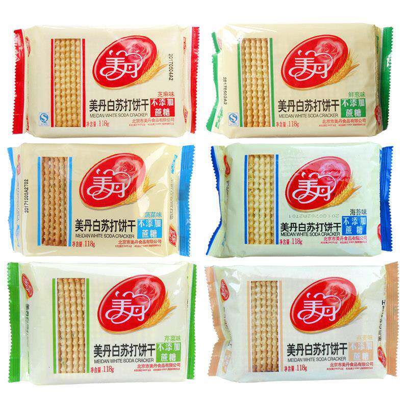 北京特产美丹白苏打饼干118g小包装鲜葱味办公室即食咸味零食小吃