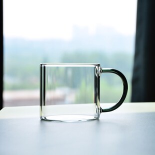 平底带把手热饮杯高硼硅玻璃家用可微波加热牛奶杯下午茶杯子小号