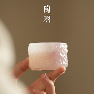 浮雕祥云琉璃杯家用主人杯个人品茗杯单杯功夫茶具喝茶杯茶盏