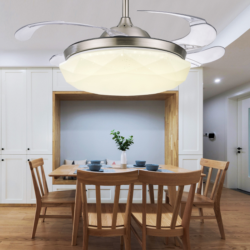 隐形吊扇灯餐厅52寸电扇灯奥宏家用客厅变频卧室现代简约风扇吊灯