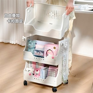 DIY可折叠高颜值小推车学生宿舍多层置物架家用可移动零食收纳架