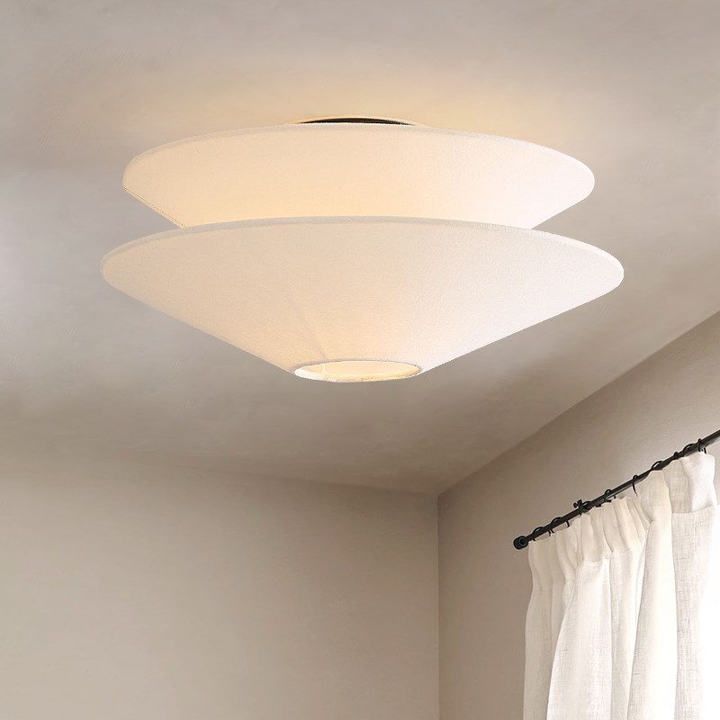 卧室灯吸顶灯法式奶油风书房灯布艺侘寂卧室吊灯主卧灯民宿装饰灯