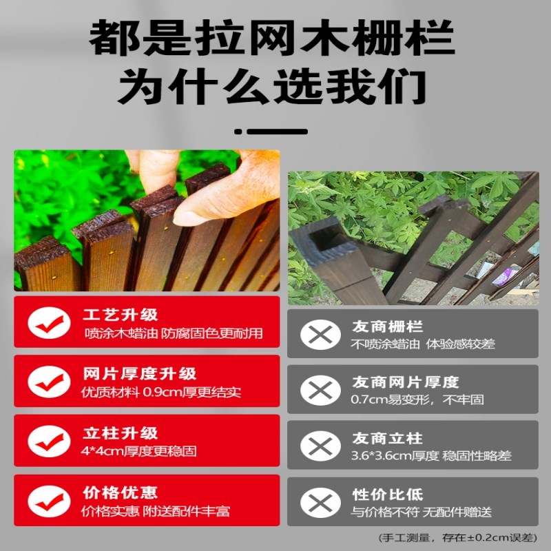 防腐木栅栏花园围栏户外庭院隔断伸缩爬藤架菜园插地篱笆院子围挡