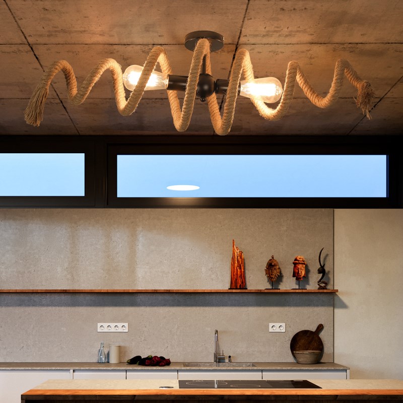 美式复古loft个性麻绳吊灯咖啡馆酒吧台服装店餐厅工业风吊灯具