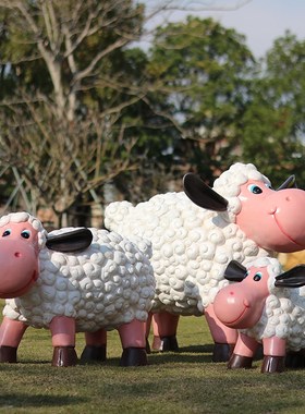 卡通抽象山羊雕塑摆件营销中心商场公司学校幼儿园花盆草坪装饰品