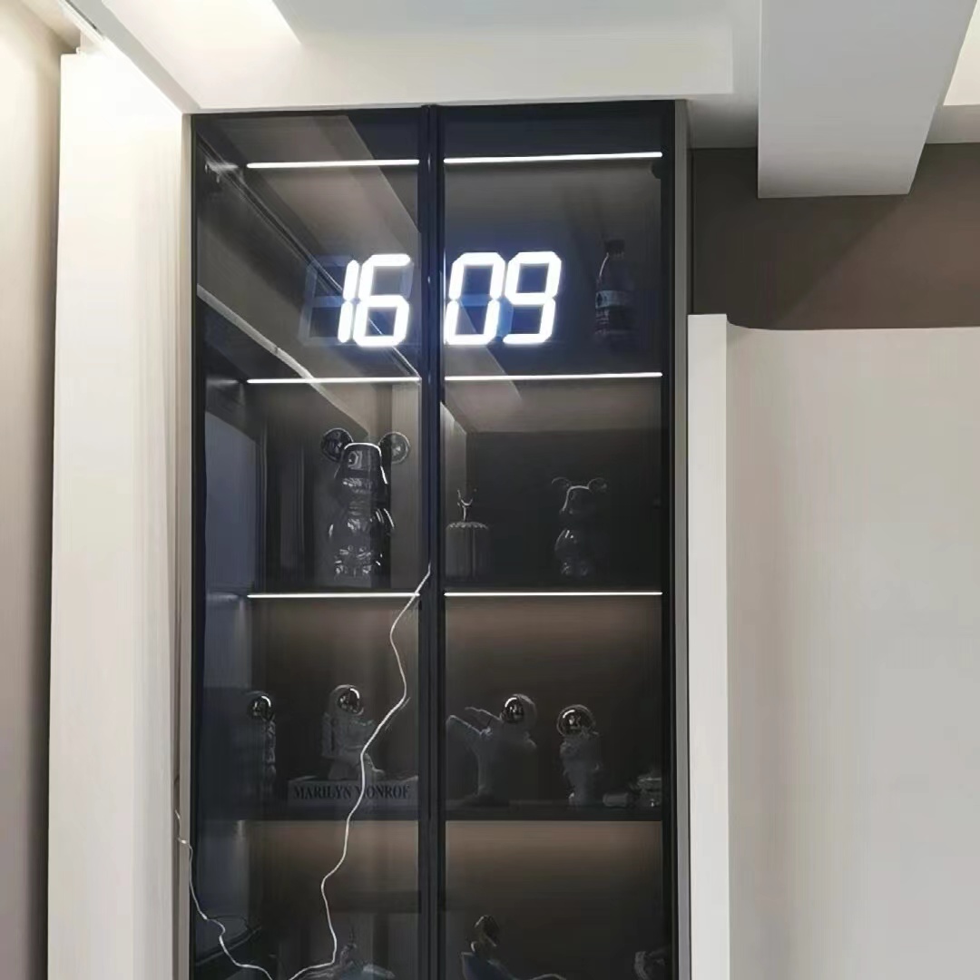 3D立体电子镂空钟客厅挂件亮灯墙大显示屏数字led创意装饰摆件表