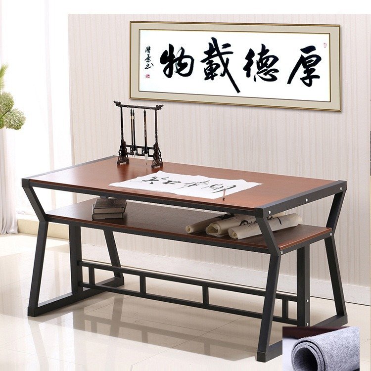 AL书法桌书画桌毛笔写字台双层简易书桌办公桌中式家用电脑桌其他