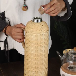 保温水壶传统热水瓶家用复古藤编暖壶瓶批发茶室竹编保温壶茶手工