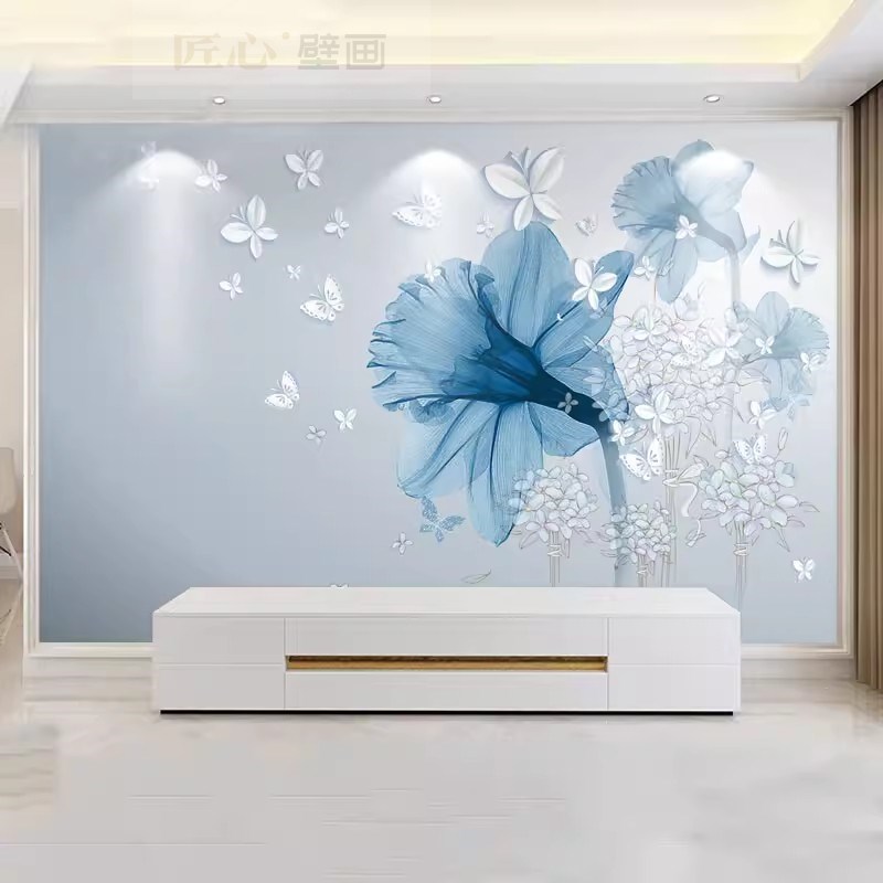 电视背景墙2024新款壁纸定制高级感壁布客厅P立体装饰简约现代壁