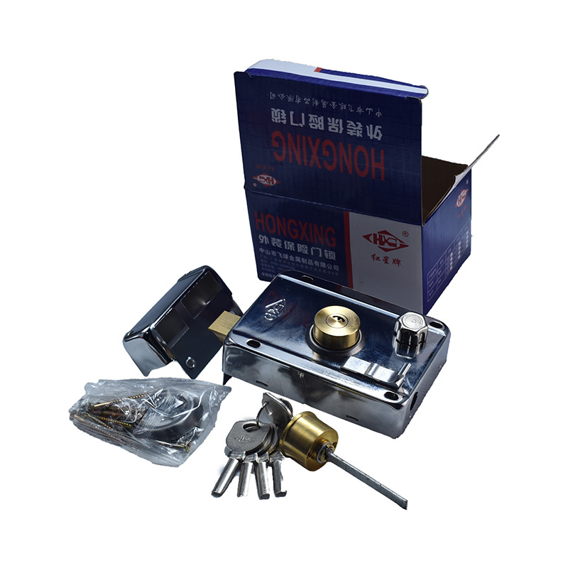 红星牌工厂直销镀铬原子外装门锁砂光老式防盗门宿舍门铁门锁防撬