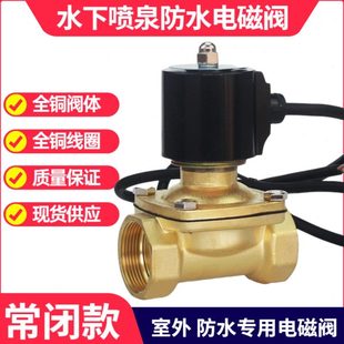 常闭电磁阀水下喷泉防水电磁阀4分6分1寸放水阀24v电磁开关阀220v