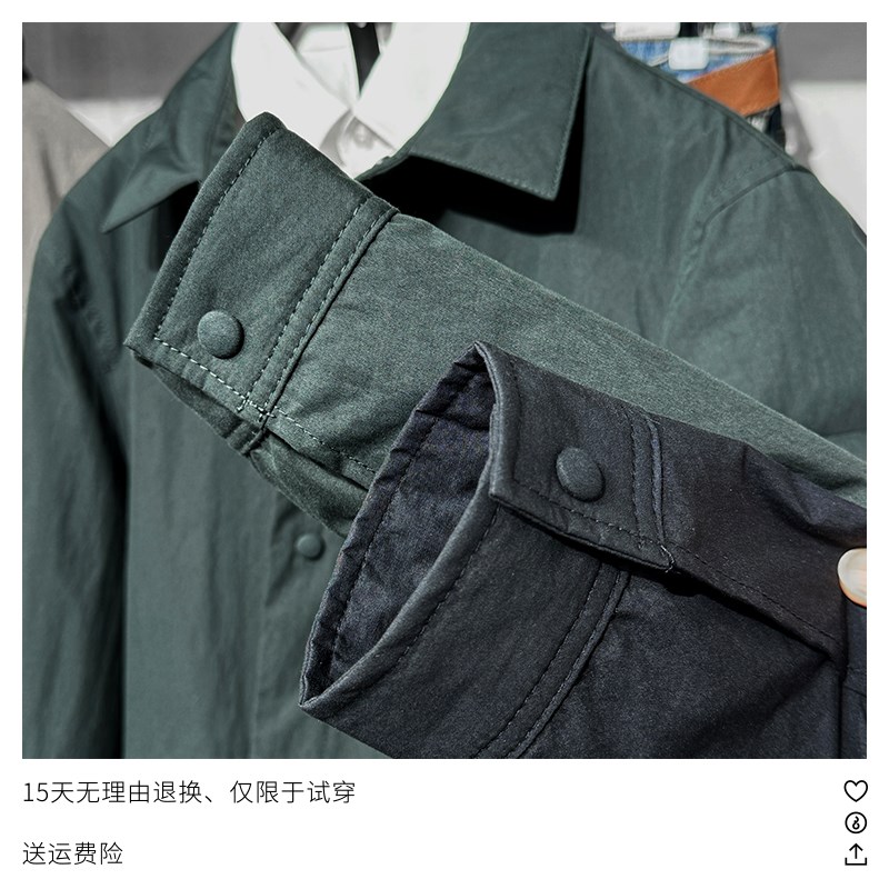 柜699!秋冬新款男装科技面料轻便夹棉长袖衬衫宽松外套9621021