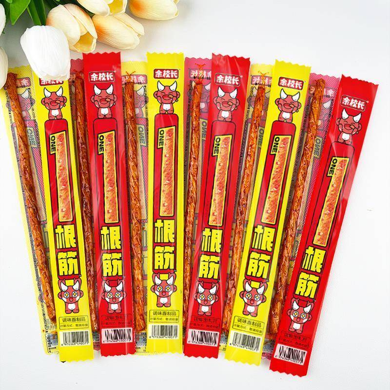 一根筋辣条香辣牛筋儿时怀旧辣条素牛筋解馋网红零食一根筋旗舰店