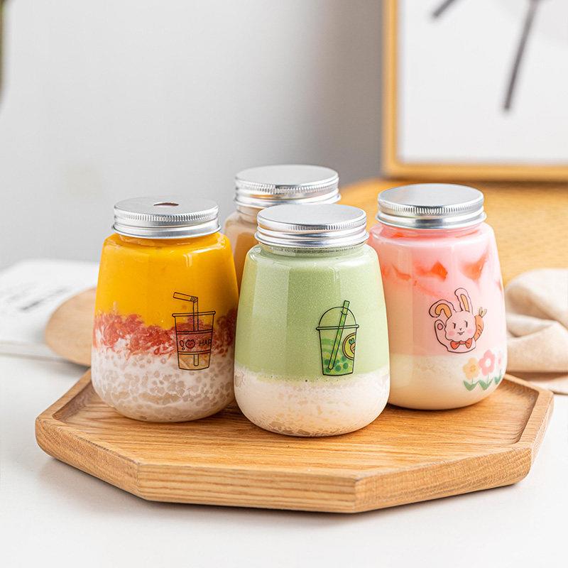 新货奶茶杯子一次性带盖商家用网红塑料水杯饮料瓶透明西米露冷饮