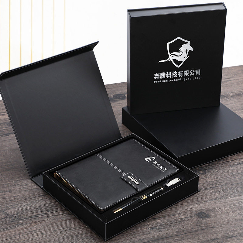 高档笔记本礼盒套装定制可印logo商务活页本可拆卸刻字企业办公精美礼品会议记录本豪华U盘带笔记事本送老师