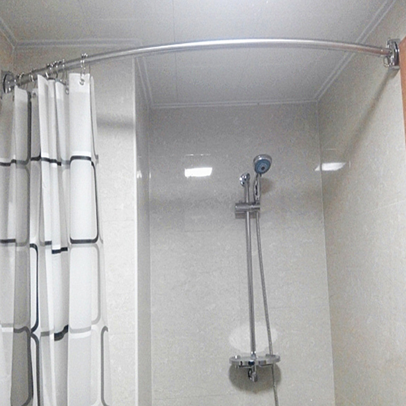 夏为免打孔304弧形窗帘杆伸缩杆衣柜挂衣杆收缩浴帘杆不锈钢批发