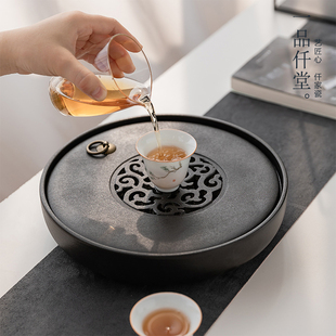 储水式 小茶台茶海 茶盘家用简约陶瓷功夫茶具套装 办公室干泡台日式